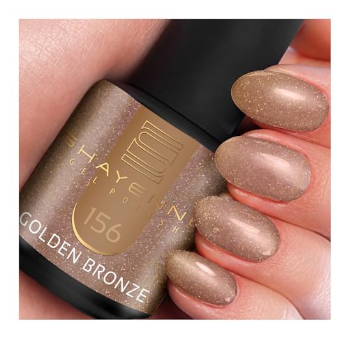 SHAYENNE MADE in GERMANY Shellac Gel Nagellack 15 ml für UV LED Lampe | 156 Golden Bronze Gold | Gel Nail Polish for UV Nail Lamp | LED Nagel Lack Gellack Nagelgel von Shayenne