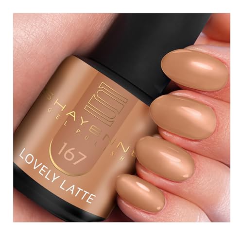 SHAYENNE MADE in GERMANY Shellac Gel Nagellack 15 ml für UV LED Lampe | 167 Lovely Latte Braun | Gel Nail Polish for UV Nail Lamp | LED Nagel Lack Gellack Nagelgel von Shayenne