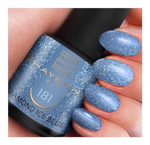 SHAYENNE MADE in GERMANY Shellac Gel Nagellack 15 ml für UV LED Lampe | 181 Diamond Ice Blue Blau | Gel Nail Polish for UV Nail Lamp | LED Nagel Lack Gellack Nagelgel von Shayenne