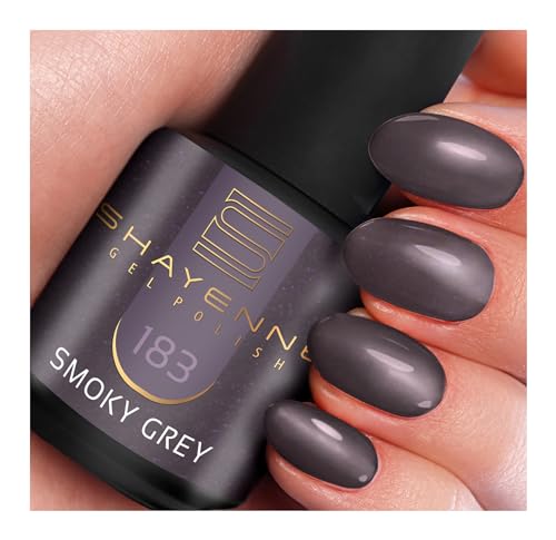 SHAYENNE MADE in GERMANY Shellac Gel Nagellack 15 ml für UV LED Lampe | 183 Smoky Grey Grau | Gel Nail Polish for UV Nail Lamp | LED Nagel Lack Gellack Nagelgel von Shayenne