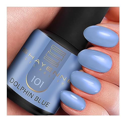 SHAYENNE MADE in GERMANY Shellac Gel Nagellack 15 ml für UV LED Lampe | 101 Dolphin Blue Blau | Gel Nail Polish for UV Nail Lamp | LED Nagel Lack Gellack Nagelgel von Shayenne