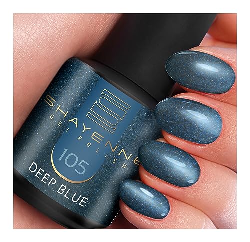 SHAYENNE MADE in GERMANY Shellac Gel Nagellack 15 ml für UV LED Lampe | 105 Deep Blue Blau | Gel Nail Polish for UV Nail Lamp | LED Nagel Lack Gellack Nagelgel von Shayenne