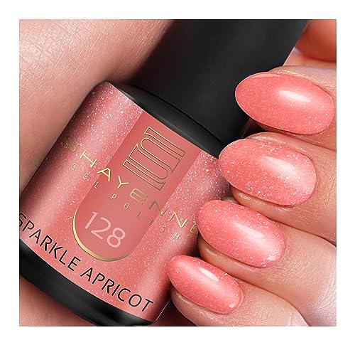 SHAYENNE MADE in GERMANY Shellac Gel Nagellack 15 ml für UV LED Lampe | 128 Sparkle Apricot Shimmer Schimmer Orange | Nail Polish for UV Nail Lamp | LED Nagel Lack Gellack Nagelgel von Shayenne