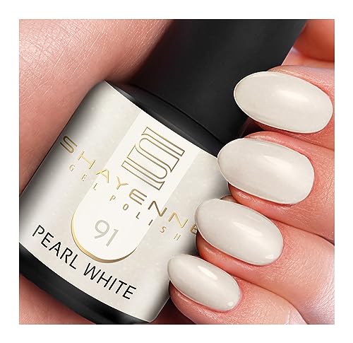 SHAYENNE Gel Nagellack 15 ml für UV LED Lampe | 91 Pearl White Schimmer Weiss Weiß | MADE in GERMANY | Gel Nail Polish for UV Nail Lamp | LE von Shayenne