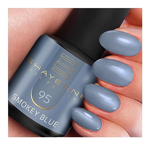 SHAYENNE MADE in GERMANY Shellac Gel Nagellack 15 ml für UV LED Lampe | 95 Smokey Blue Blau | Gel Nail Polish for UV Nail Lamp | LED Nagel Lack Gellack Nagelgel von Shayenne