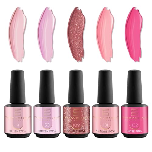 SHAYENNE Shellac Gel Nagellack 5 Rosa Pink Glitzer Töne je 15 ml für UV LED Lampe | MADE in GERMANY Gesamt 75 ml | Gel Nail Polish for UV Nail Lamp | LED Nagel Lack Gellack Nagelgel Variant 4 von Shayenne