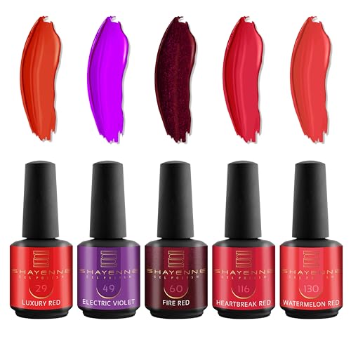 SHAYENNE UV Gel Nagellack 5 Rot Rosa Lila Violett Glitzer Töne je 15 ml für UV LED Lampe | MADE in GERMANY Gesamt 75 ml | Nail Polish Lamp | Nagel Lack Gellack Nagelgel Variant 9 SHAYENNE UV Gel Nagellack 5 Rot Rosa Lila Violett Glitzer Töne je 15 ml für UV LED Lampe | MADE in GERMANY Gesamt 75 ml | Nail Polish Lamp | Nagel Lack Gellack Nagelgel Variant 9 von Shayenne