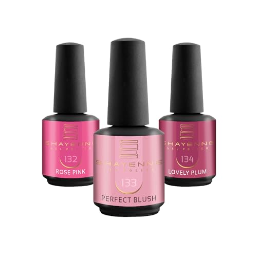 SHAYENNE UV Nagellack Set -MADE in GERMANY 3 Stück - 132 Rose Pink Rosa 15 ml - 133 Perfect Blush 15ml - 134 Lovely Plum 15ml Gel Farblack Gellack Nagel Lack Nail Polish Nagelgel Shellac von Shayenne