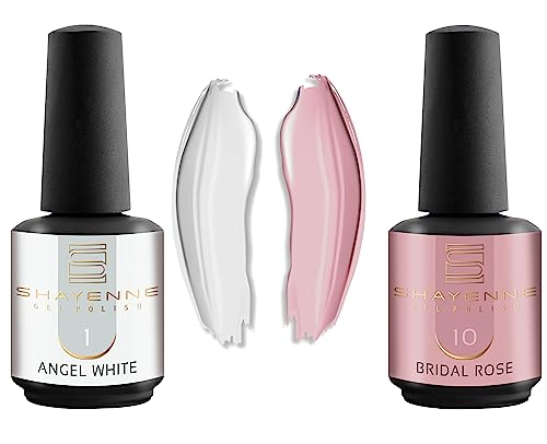 Shayenne 2er Set UV Gel Nagellack 1 Angel White Weiss 15 ml + 10 Bridal Rose 15 ml UV LED Lampe Farblack Gellack Nagel Lack Nail Polish Nagelgel Shellac (30 ml) von Shayenne