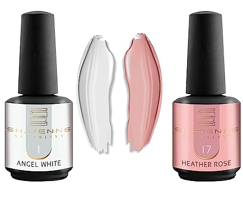 Shayenne 2er Set UV Gel Nagellack 1 Angel White Weiss 15 ml + 17 Heather Rose 15 ml UV LED Lampe Farblack Gellack Nagel Lack Nail Polish Nagelgel Shellac (30 ml) von Shayenne