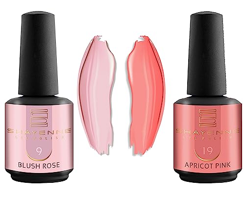 Shayenne 2er Set UV Gel Nagellack 9 Blush Rose Rosa 15 ml + 19 Apricot Pink 15 ml UV LED Lampe Farblack Gellack Nagel Lack Nail Polish Nagelgel Shellac (30 ml) von Shayenne