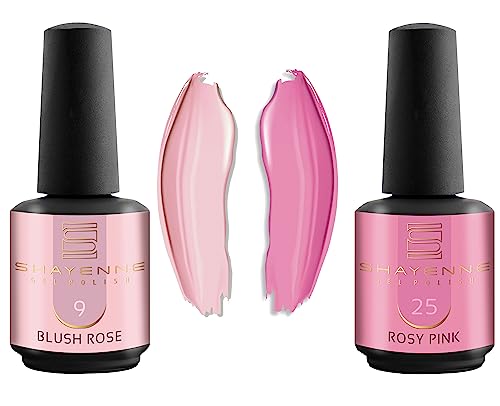 Shayenne 2er Set UV Gel Nagellack 9 Blush Rose Rosa 15 ml + 25 Rosy Pink 15 ml UV LED Lampe Farblack Gellack Nagel Lack Nail Polish Nagelgel Shellac (30 ml) von Shayenne