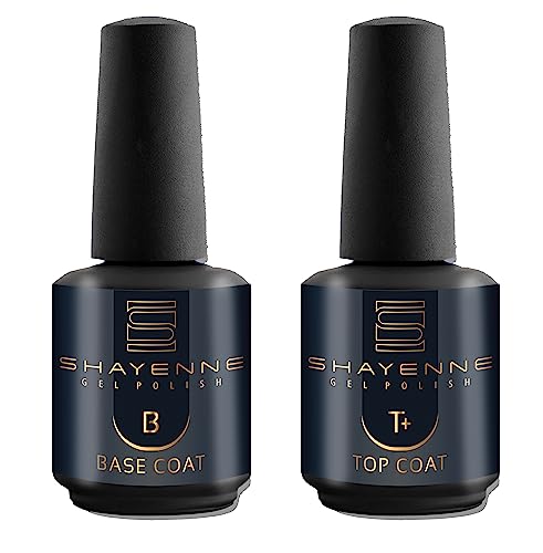 Shayenne 2er Set Unterlack Base Coat 15ml + Überlack Top Coat 15ml UV LED Gel mit Schwitzschicht Set Mäniküre Kit Nagellack Nail Polish von Shayenne