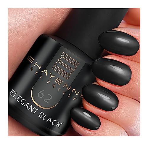 SHAYENNE MADE in GERMANY Shellac Gel Nagellack 15 ml für UV LED Lampe | 62 Elegant Black Schwarz | Gel Nail Polish for UV Nail Lamp | LED Nagel Lack Gellack Nagelgel von Shayenne