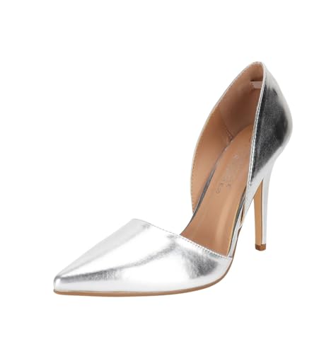 Shayenne La Bottine Damenschuhe Pumps Abendschuhe Neu Silber Größe 40 – 7 cm Pfennigabsatz – Elegante High Heels – Schuhe für Hochzeit, Party, Abendkleid & Alltag - Modern & Bequem von Shayenne