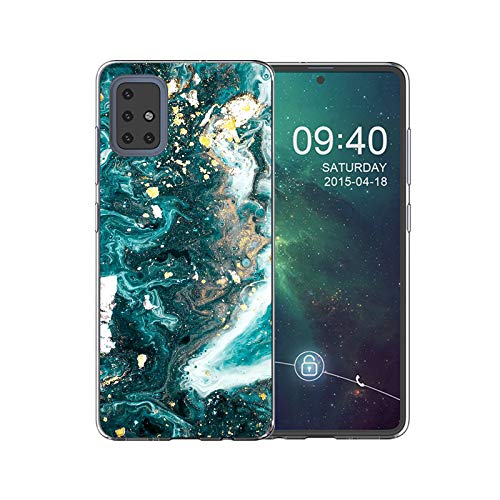 Shazikaihui Hülle Kompatibel mit Samsung Galaxy A71 Hülle Handyhülle Marmor TPU Silikon Weiche Schlank Schutzhülle Handytasche Flexibel Case Handy Hülle für Samsung A71 (Grün Weiß Flow Gold) von Shazikaihui