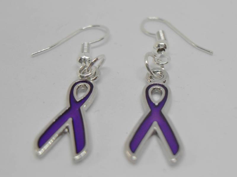 Fibromyalgie Bewusstsein Band Sterling Silber Ohrringe von ShazziesJewels