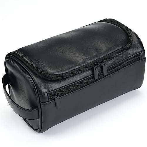 Personalisierte Kosmetiktasche für Herren, hochwertiges wasserdichtes Dopp-Kit – langlebiger und stilvoller Reise-Kulturbeutel für Reiseutensilien, ideales Geschenk für Männer, Schwarz, Large, Einfach von Shcnlery