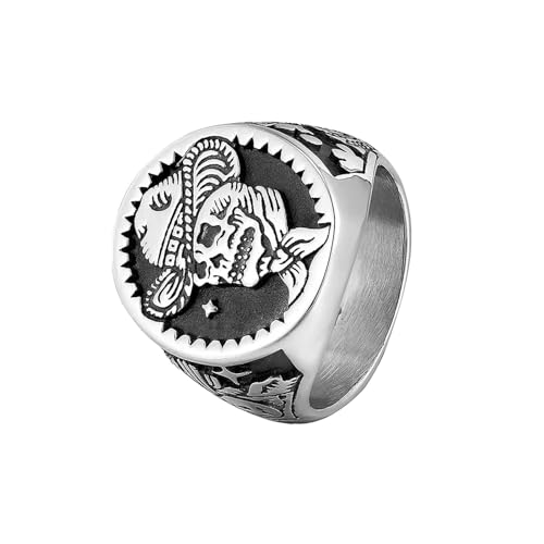 Shcyee Edelstahl-Ringe, Gothic-Punk-Totenkopf-Ring, Siegelringe für Herren, Biker-Schmuck, Geburtstagsgeschenk, Metall, Kein Edelstein Shcyee Edelstahl-Ringe, Gothic-Punk-Totenkopf-Ring, Siegelringe für Herren, Biker-Schmuck, Geburtstagsgeschenk, Metall, Kein Edelstein von Shcyee