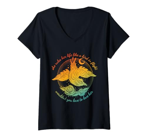 Damen Sie regiert Ihr Leben wie EIN Vogel im Flug, würdest du Nicht lieben T-Shirt mit V-Ausschnitt von She Rules Her Life Like A Bird In Flight Wouldn't