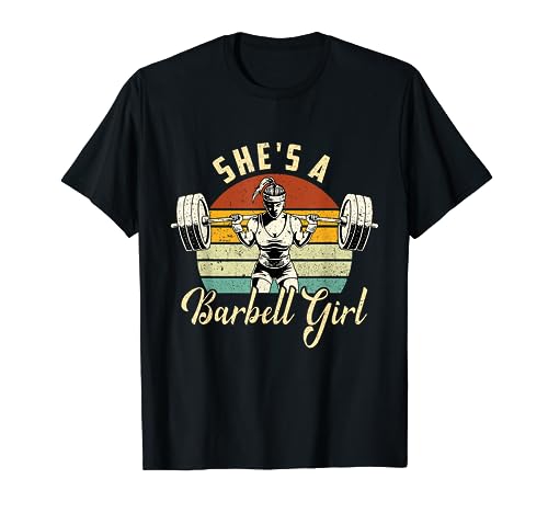 Frauen She's A Barbell Girl Lustiger Spruch Retro Vintage T-Shirt von She's A Barbell Girl Funny Saying Retro Vintage