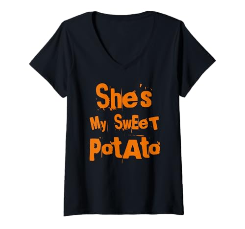 Damen Sie ist meine Süßkartoffel T-Shirt mit V-Ausschnitt Damen Sie ist meine Süßkartoffel T-Shirt mit V-Ausschnitt von She's my sweet potato