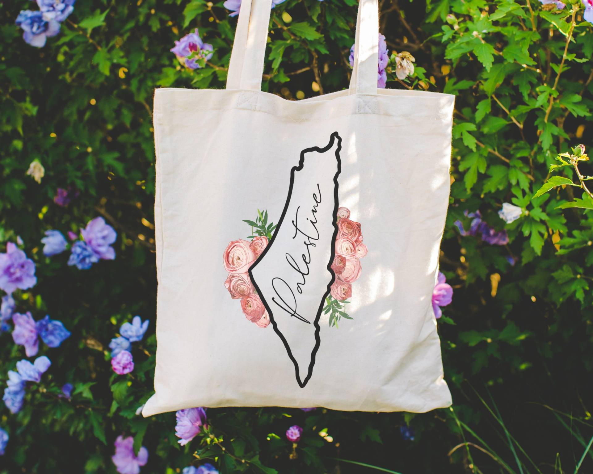 Tote Bag - Palestine Bloom/Blumen Baumwolltasche Free Palestine/Blumen von SheLovesNature