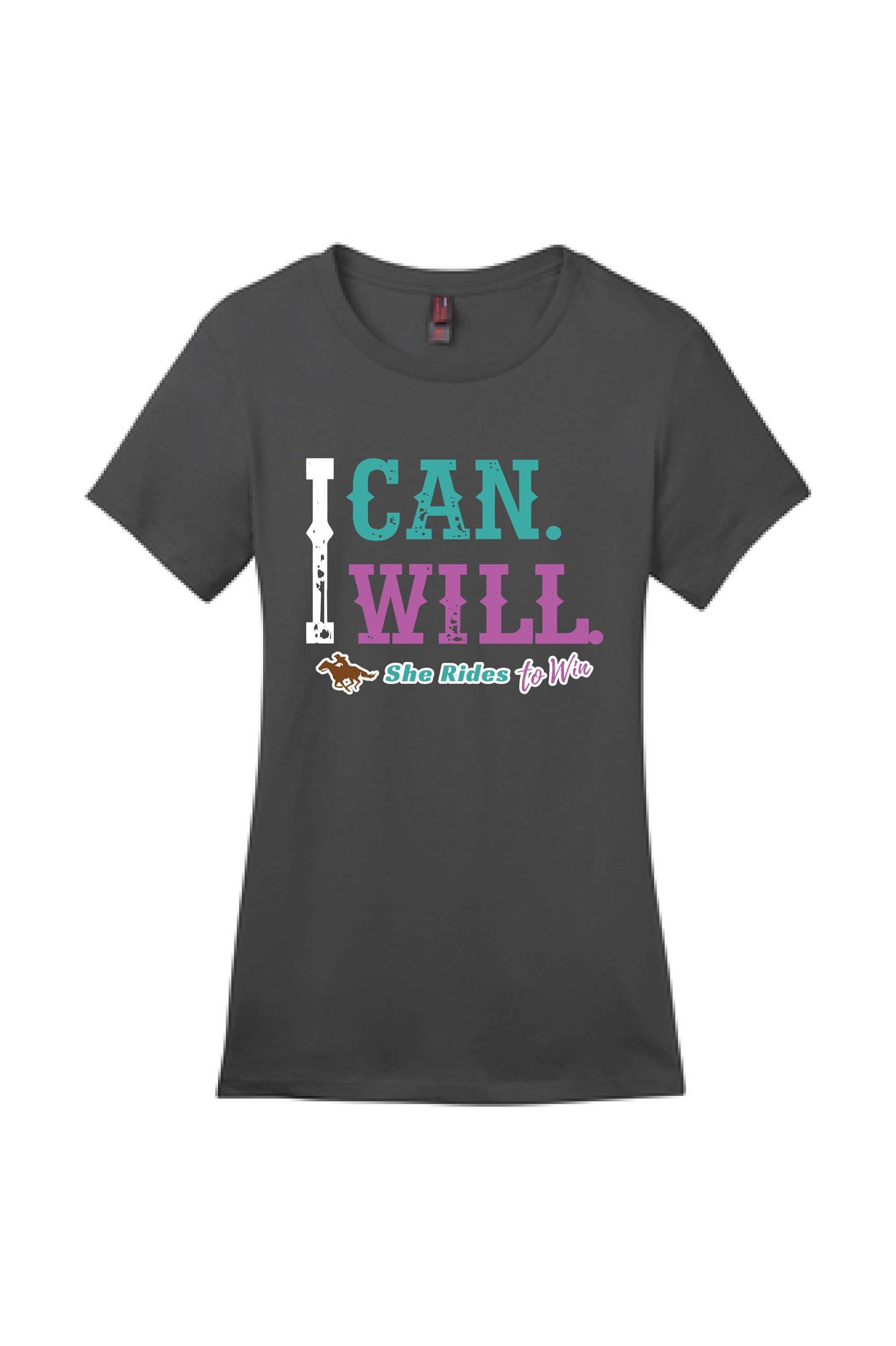 Ich Kann. Wird T-Shirt in Anthrazit von SheRidesToWin