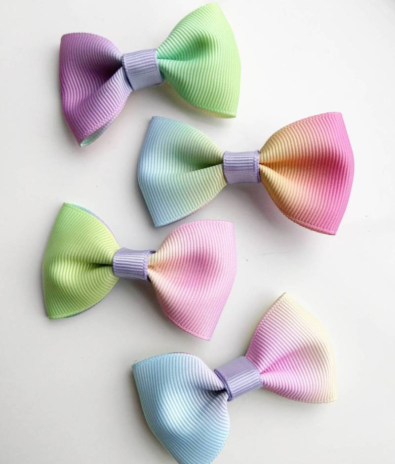 Regenbogen Schleifen, Pastell Baby Zopfschleifen, Stirnband Regenbogen Schleifen, Pastell Baby Zopfschleifen, Stirnband von SheSewsBowsUK