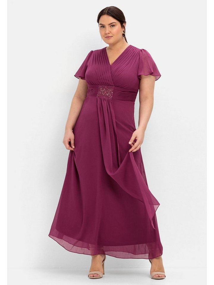 Sheego Abendkleid Große Größen mit Schmuckbrosche von Sheego