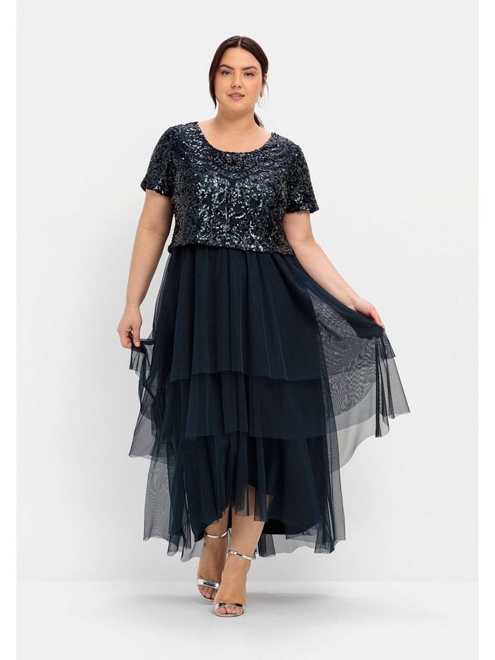 Sheego Abendkleid Große Größen mit lose fallendem Paillettenoberteil von Sheego