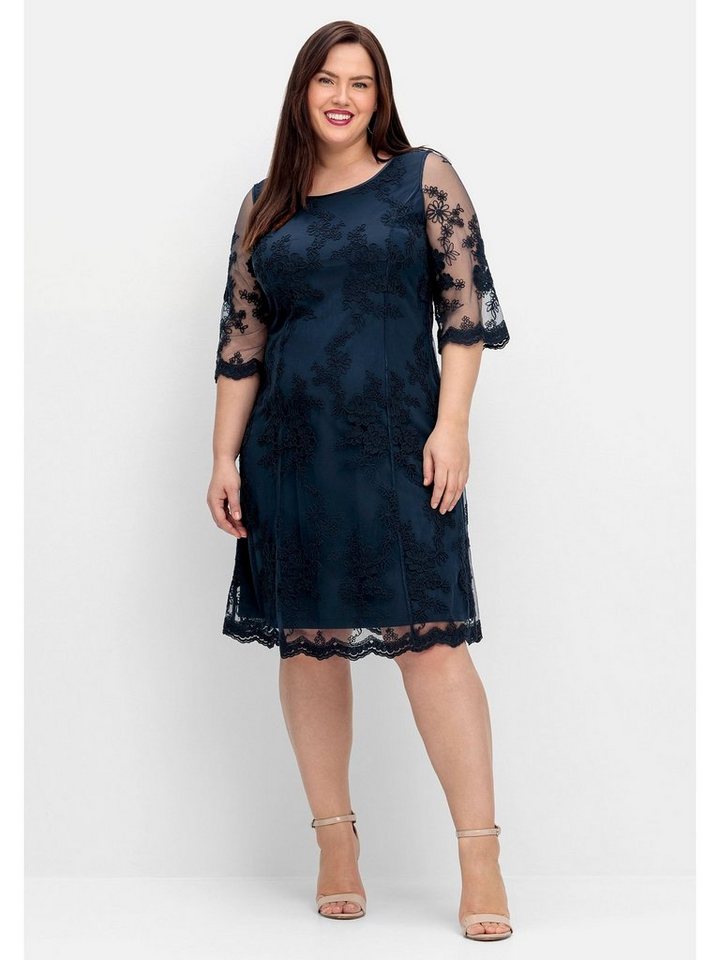 Sheego Abendkleid Große Größen aus Mesh, mit floraler Stickerei von Sheego