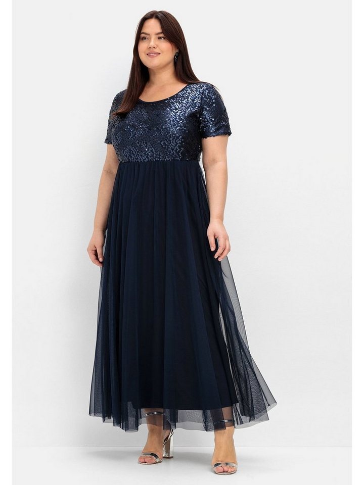 Sheego Abendkleid Große Größen in A-Linie mit Pailletten von Sheego