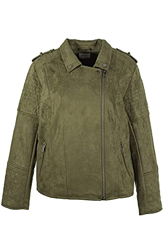 Sheego Bikerjacke Lederimitat Jacke Steppjacke Damen, Farbe:khaki, Damengrößen:58 von Sheego