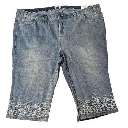 Sheego Capri Jeans, Damen Kurze Hose, Hellblau mit Stickereimuster, Übergröße 58 Sheego Capri Jeans, Damen Kurze Hose, Hellblau mit Stickereimuster, Übergröße 58 von Sheego