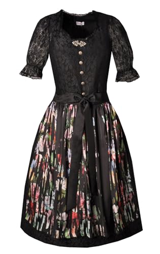 Sheego Damen Dirndl Schwarz Kleid 44 Oktoberfest kurzarm Trachtenkleid 2-teilig von Sheego