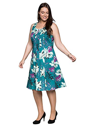 Sheego Damen Freizeitkleid mit floralem Alloverdruck smaragd, 52 von Sheego