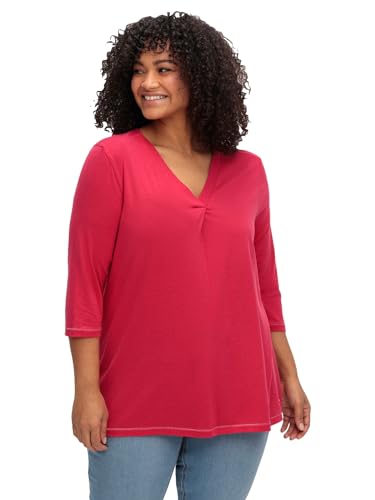 Sheego Damen Große Größen 3/4-Arm-Shirt in Leichter A-Linie 3/4-Arm-Shirt Citywear feminin V-Ausschnitt - unifarben von Sheego