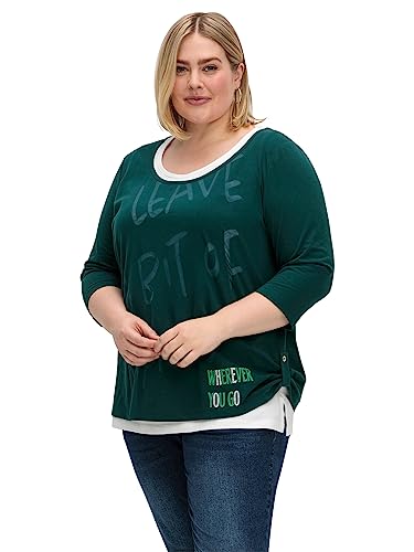 Sheego Damen Große Größen 3/4-Arm-Shirt mit Ausbrennerdruck und Top im Set Freizeitmode sportlich Rundhals-Ausschnitt - von Sheego