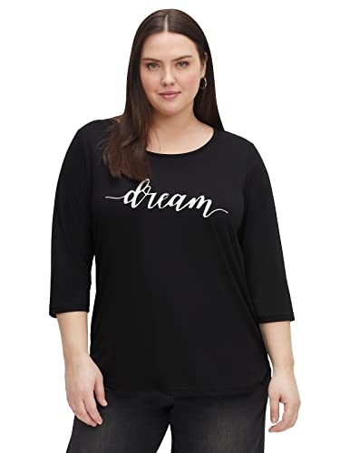 Sheego Damen Große Größen 3/4-Arm-Shirt mit Frontdruck und 3/4-Ärmeln 3/4-Arm-Shirt Citywear feminin Rundhals-Ausschnitt - Bedruckt von Sheego