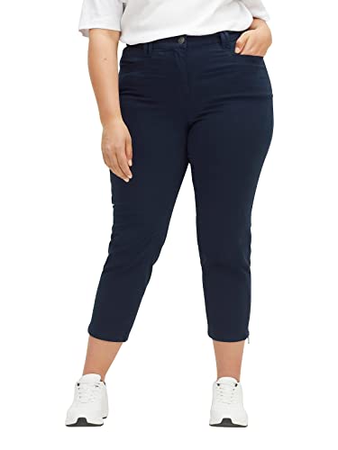 Sheego Damen Große Größen 7/8-Hose aus Baumwoll-Twill mit Zipper-Details Stretch-Hose Freizeitmode sportlich Zierreißverschluss unifarben von Sheego