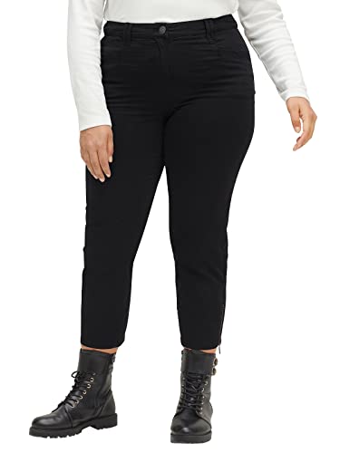 Sheego Damen Große Größen 7/8-Hose aus Baumwoll-Twill mit Zipper-Details Stretch-Hose Freizeitmode sportlich Zierreißverschluss unifarben von Sheego