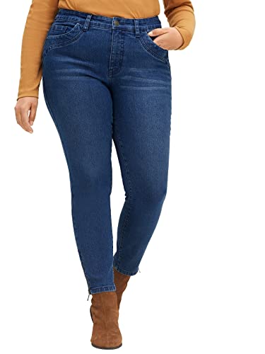 Sheego Damen Große Größen 7/8-Jeans mit Zippern am Saumabschluss Stretch-Jeans Citywear sportlich - unifarben von Sheego