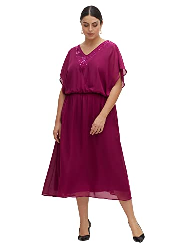 Sheego Damen Große Größen Abendkleid aus Georgette, mit blickdichtem Unterkleid Abendkleid Abendmode elegant V-Ausschnitt Pailletten unifarben von Sheego