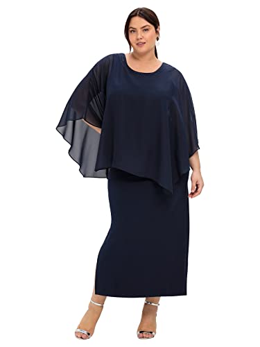 Sheego Damen Große Größen Abendkleid im Lagenlook Abendkleid Abendmode elegant Rundhals-Ausschnitt - unifarben von Sheego