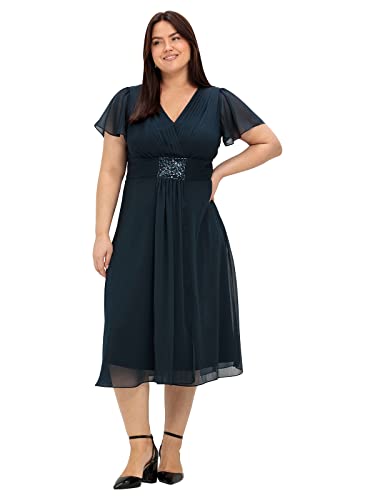 Sheego Damen Große Größen Abendkleid mit Alloverdruck Abendkleid Abendmode elegant V-Ausschnitt Pailletten unifarben von Sheego
