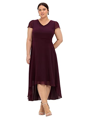 Sheego Damen Große Größen Abendkleid mit Flügelärmeln Abendkleid Abendmode feminin V-Ausschnitt - unifarben von Sheego