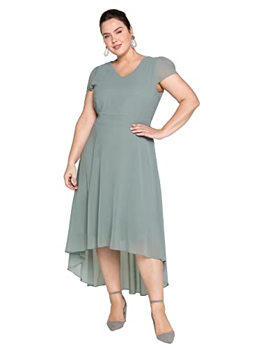 Sheego Damen Große Größen Abendkleid mit Flügelärmeln Abendkleid Abendmode feminin V-Ausschnitt - unifarben von Sheego