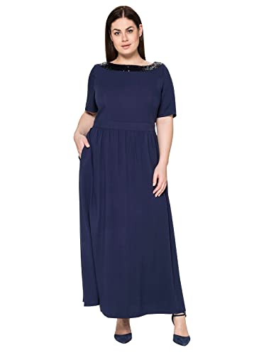 Sheego Damen Große Größen Abendkleid mit Pailletten am Ausschnitt Abendkleid Abendmode elegant Rundhals-Ausschnitt Pailletten unifarben von Sheego