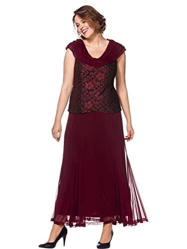 Sheego Damen Große Größen Abendkleid mit Spitze und Schalkragen Abendmode elegant V-Ausschnitt Spitze von Sheego